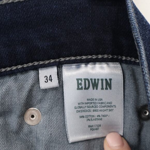 NWT Edwin Bree Mid-Rise Straight Leg Crop Stretch Denim In Night Sky Size 34 - Picture 5 of 6